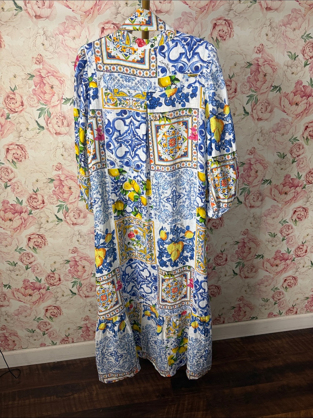 EUC Marina St Barth POSITANO DRESS NEREA Lemons 100% Linen $675 - Picture 6 of 6